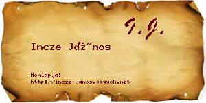 Incze János névjegykártya
